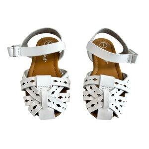 Cat & Jack Toddler Girls Size 7 White Decorative Straps Velcro Closure Sandals